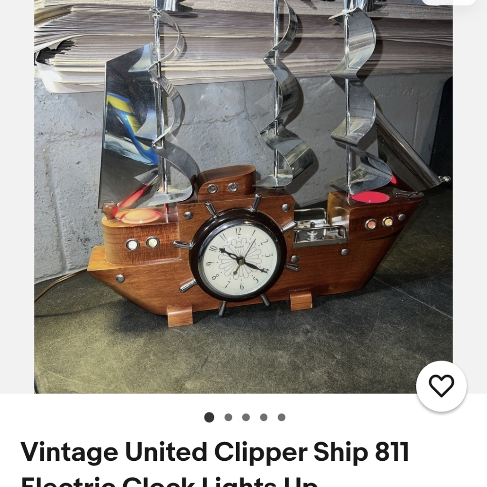 Vintage Ship Clock with Silver and Brown Finish